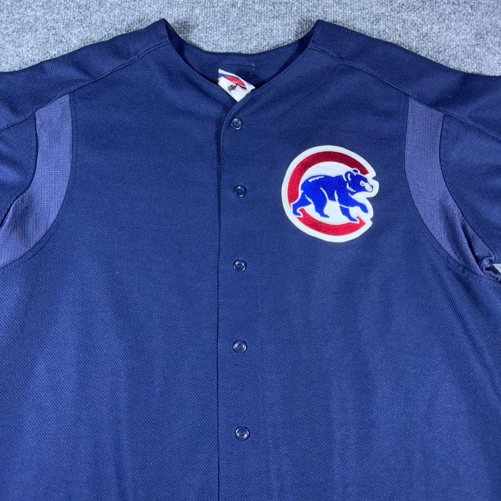 Majestic Authentic Chicago Cubs Jersey Mens XL Navy Blue MLB Baseball - Picture 3 of 14